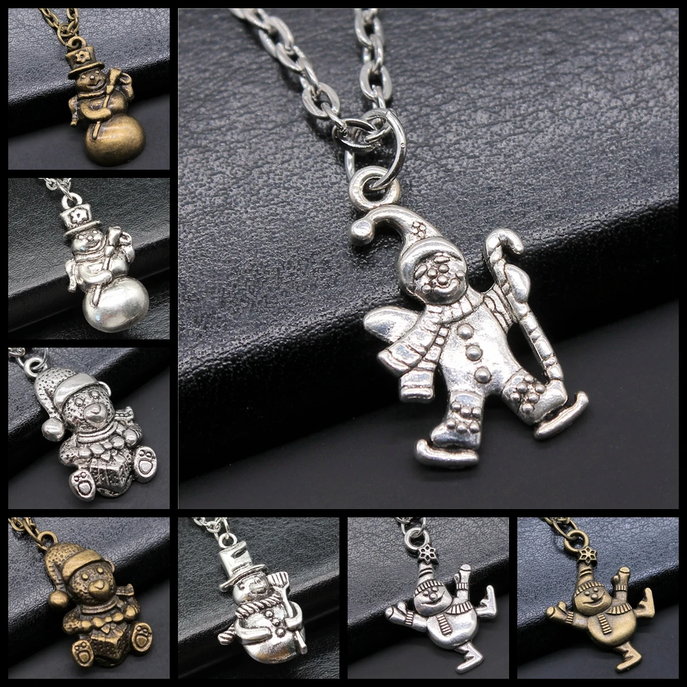 

Простое винтажное модное рождественское ожерелье с подвеской в виде снеговика, необычное изысканное модное ретро украшение, аксессуары в подарок