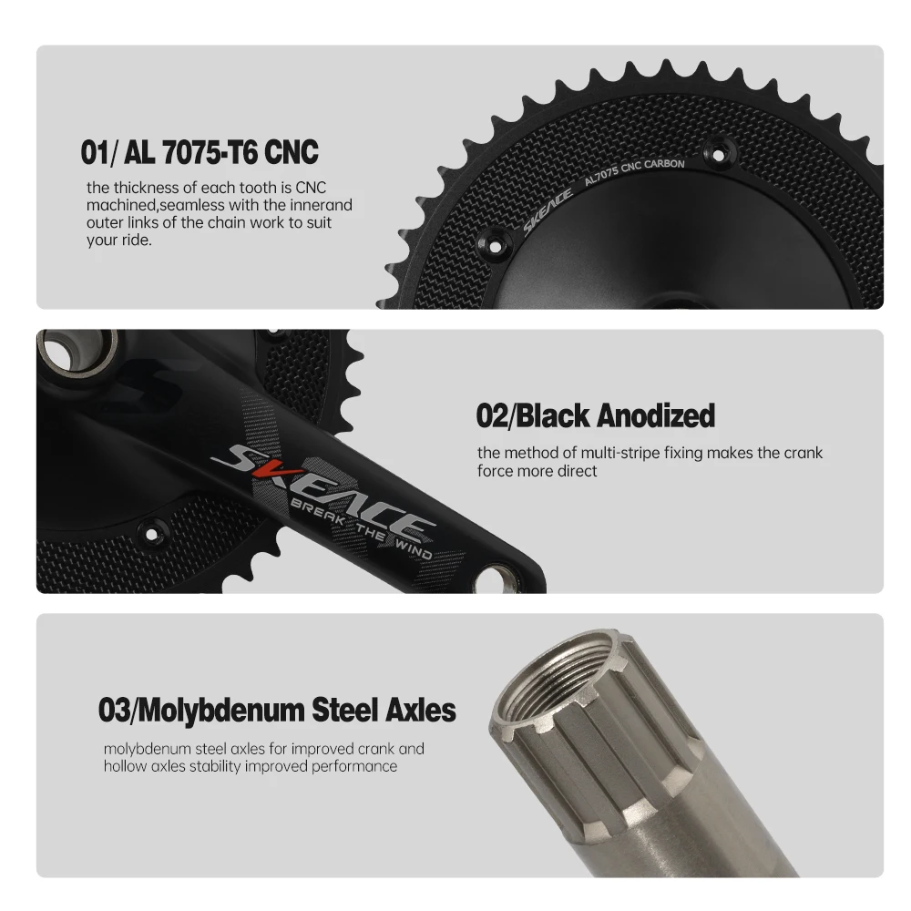 SKEACE Break The Wind Hollowtech Crankset 49T Carbon Chainwheel