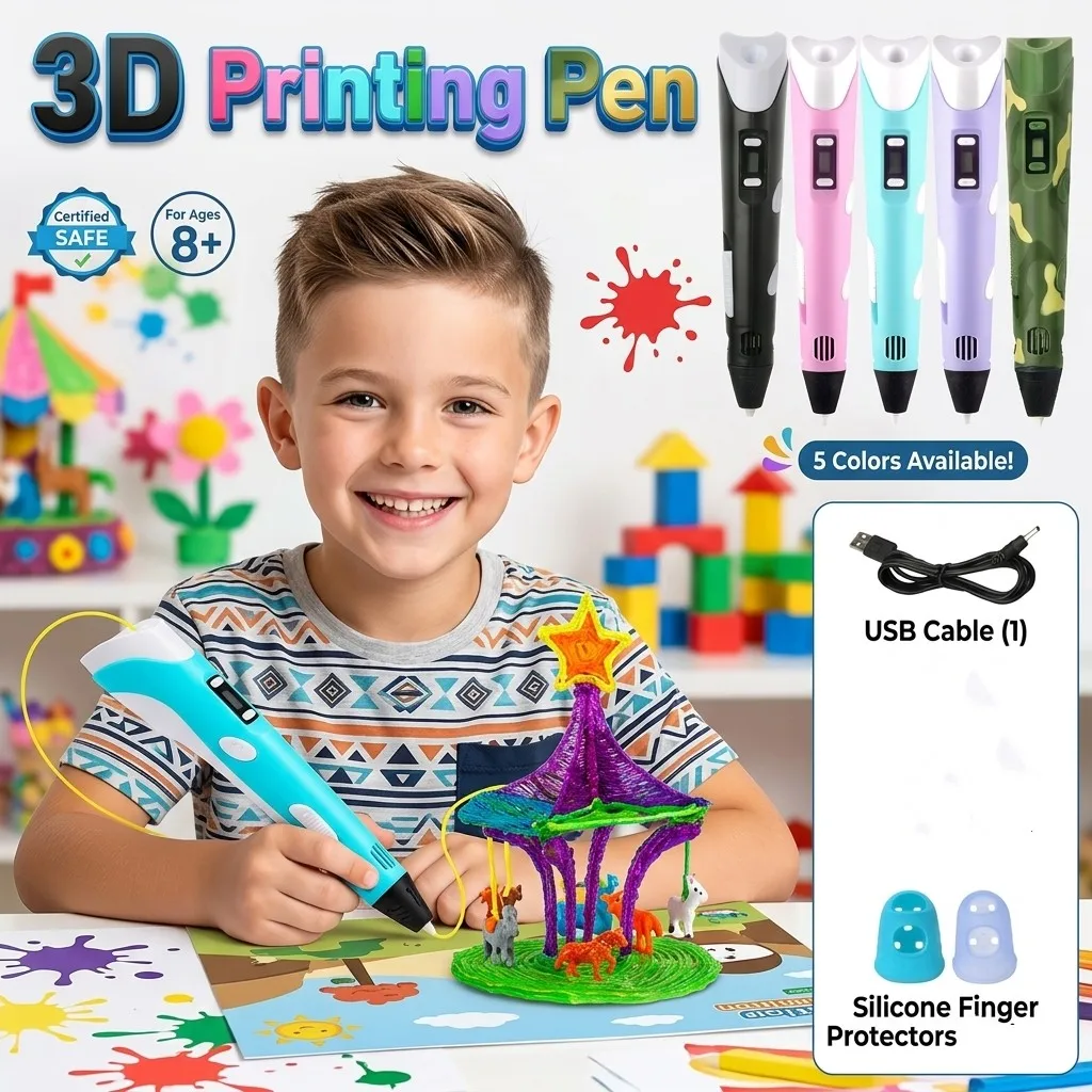 LED 스크린이 있는 3D 프린팅 펜, PLA 필라멘트 호환, 창의적인 DIY 드로잉 펜, 어린이를 위한 교육용 선물, 디자인 페인팅 아트