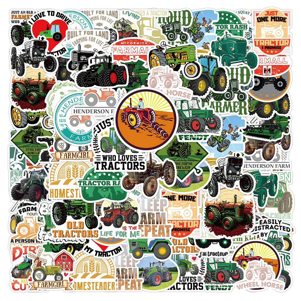 10/30/52PCS Farm Tractor Cartoon Sticker DIY Phone Laptop Luggage Skateboard Graffiti Decals Fun for Kid Toy 10 30 52pcs retro art waterproof graffiti sticker aesthetic decorative luggage phone laptop guitar cup scrapbook kids stickers