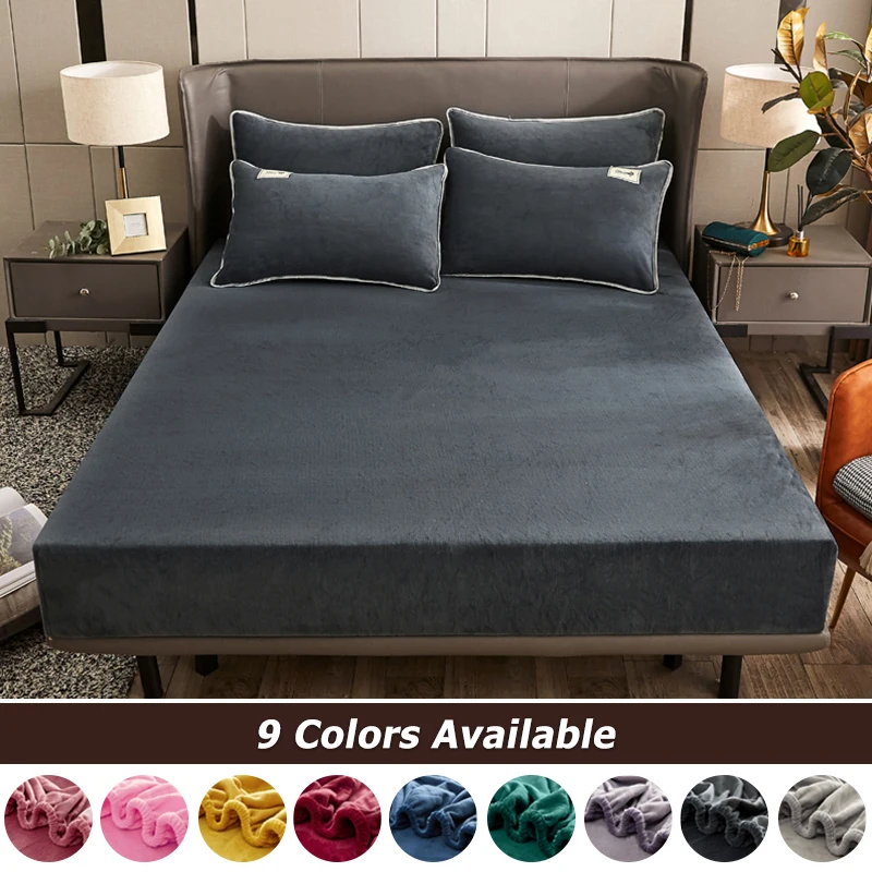 Plush Thermal Mattress Cover Autumn Winter Soft Skin friendly Fabric