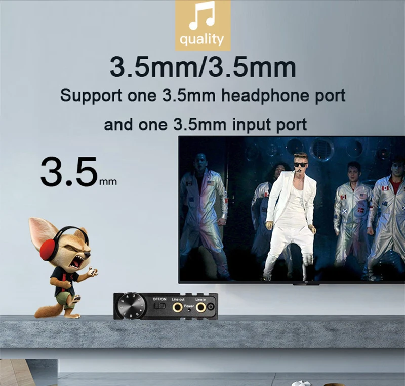 Bluetooth HIFI Headphone Amplifier 3.5mm HiFi Stereo Audio Out Portable For Earphone