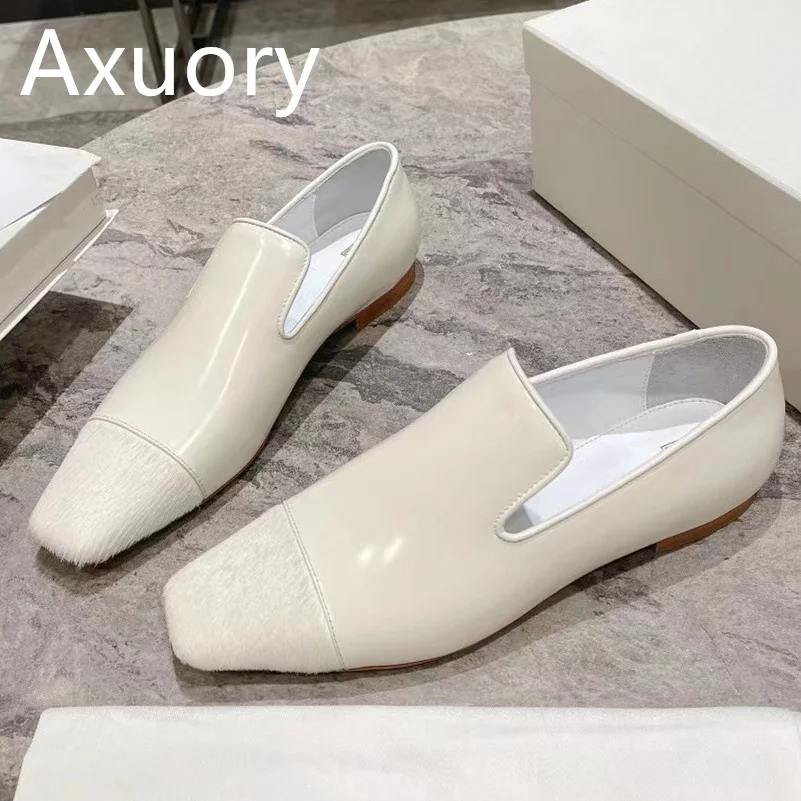 

Women's Square Toe Leather Shoes Flat Shoes Mary Jane single shoes Solid Color Genuine Leather Luxury Design