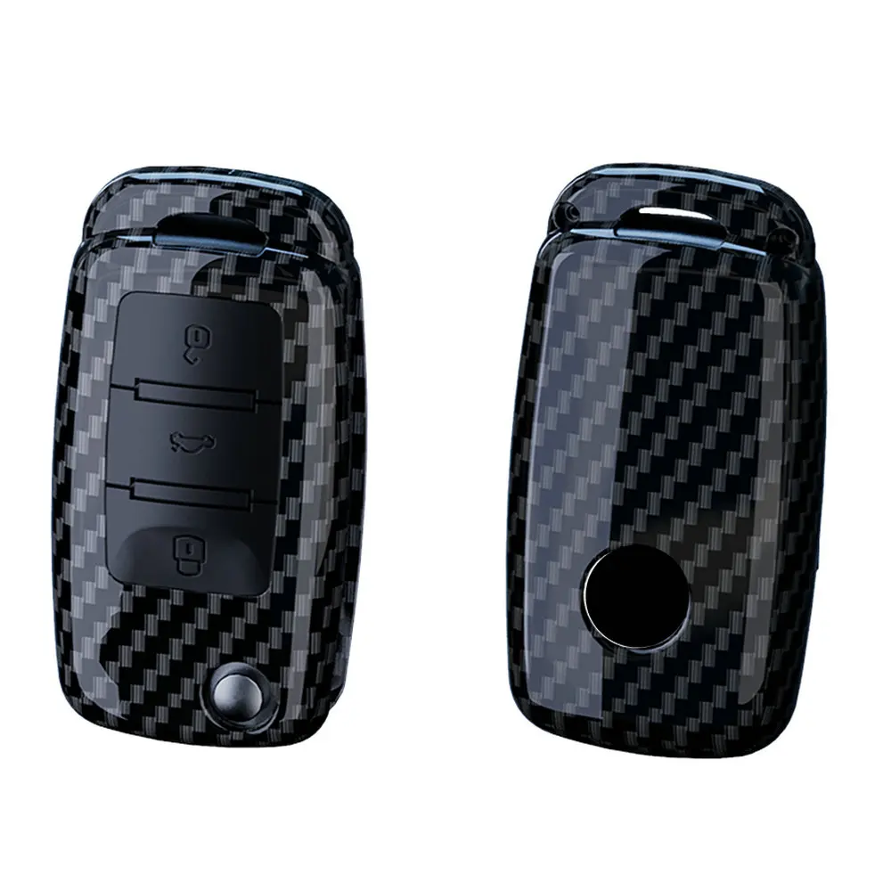 Key Case Cover ABS Carbon Car Key Case Cover For VW Volkswagen Polo Tiguan Passat B5 B6 B7 Golf 4 5 6 MK6 Jetta Lavida Skoda Octavia Seat Leon