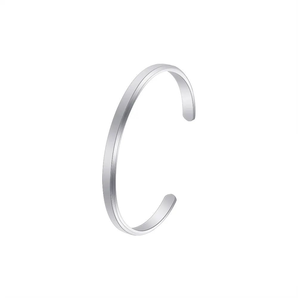 Stainless Steel Blank Men Cuff Bangle Minimalist Men Bracelet