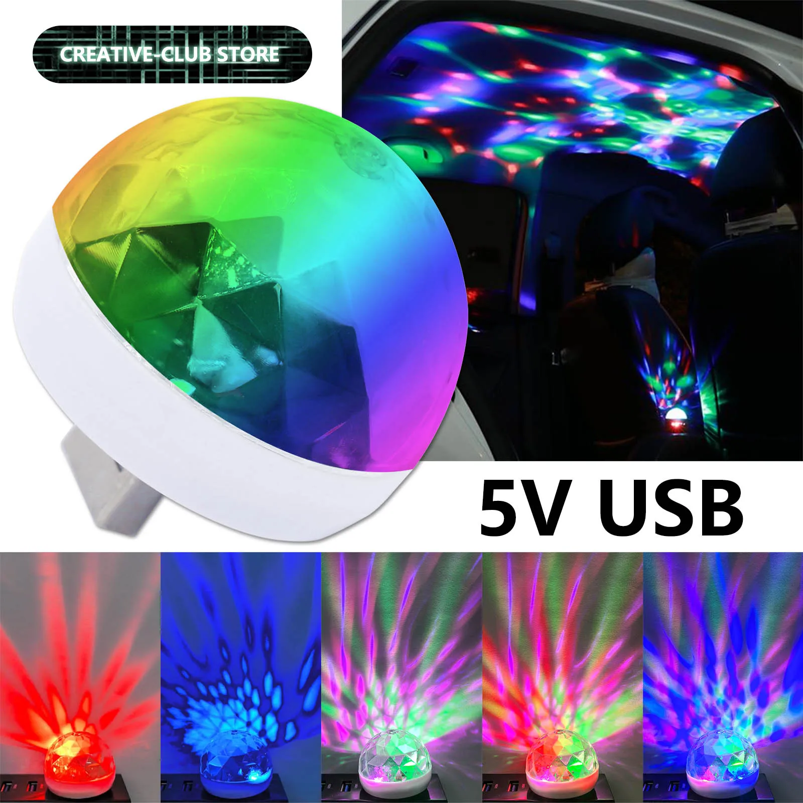 【User-friendly】 USB Mini Car Interior Lighting DJ Disco Sound Actived Multicolor Holiday Atmosphere Party Strobe Effect Lamp.