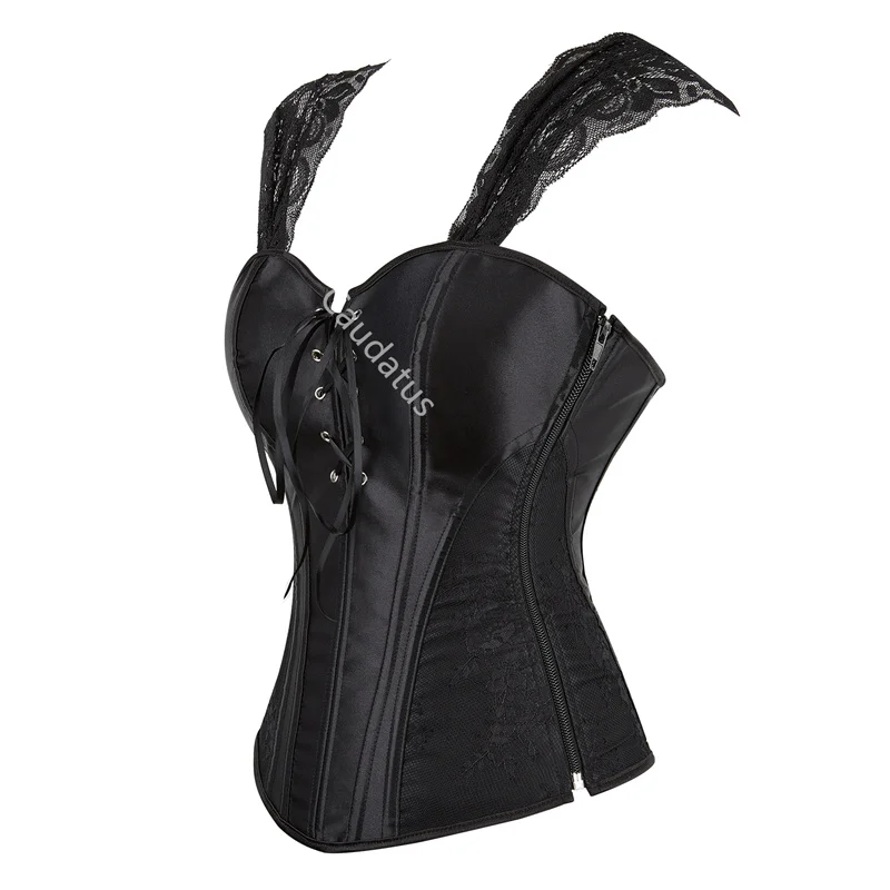 Corset Plus Size Top Bustier Overbust Straps Women Sexy Gothic Lace up Lingerie Outfit Burlesque Halloween Black Red Green Blue