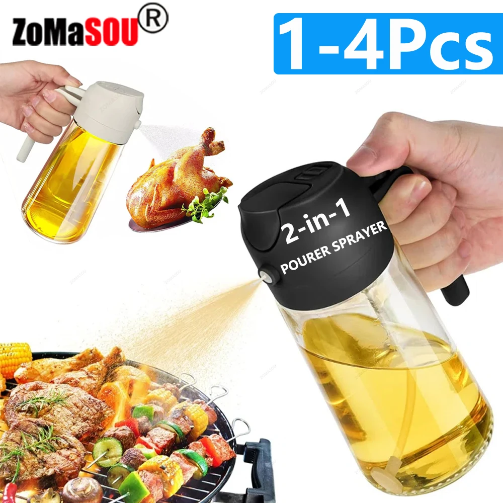 1-4Pc 2-in-1 Sprayer Pourer Oil Empty Bottle Plastic Oil Container Dispenser Vaporizer Kitchen Barbecue Camping Cooking Utensils 1