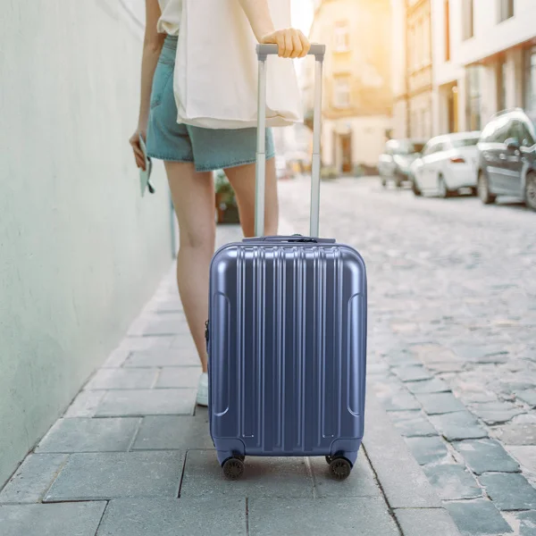  竖纹款两件套20寸可拓展带14寸手提箱 ABS&PC拉杆箱 14in 20in 静音轮 内铁外铝拉杆 时尚色系 灰蓝色（斜纹）-28