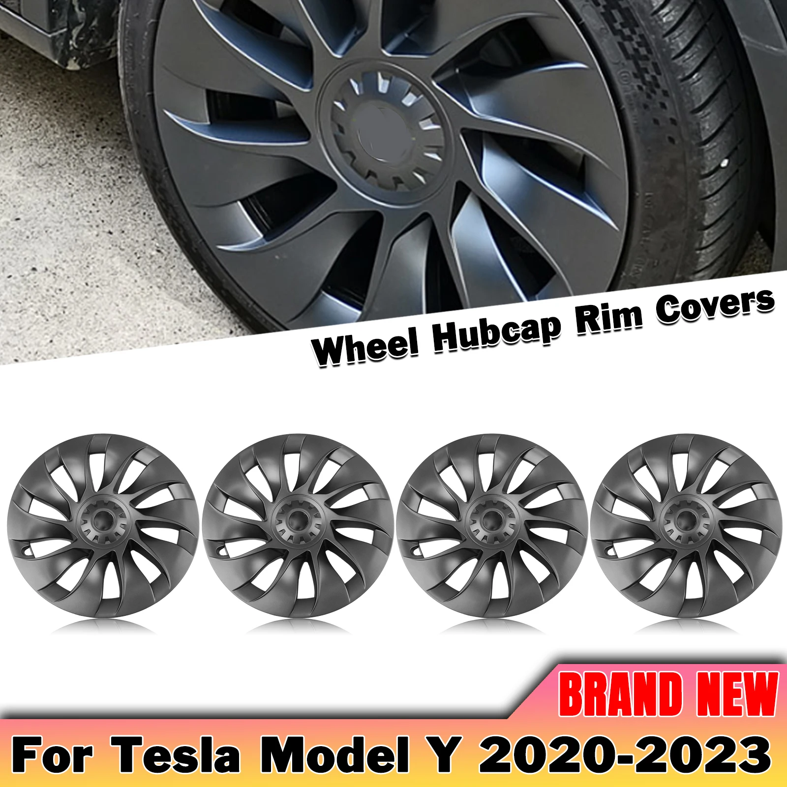 

4pcs/set 20" Wheel Cover Hubcaps Rim Cover For Tesla Model Y 2020 2021 2022-2024 Whirlwind Style Gray 20 Inch Exterior Hub Caps