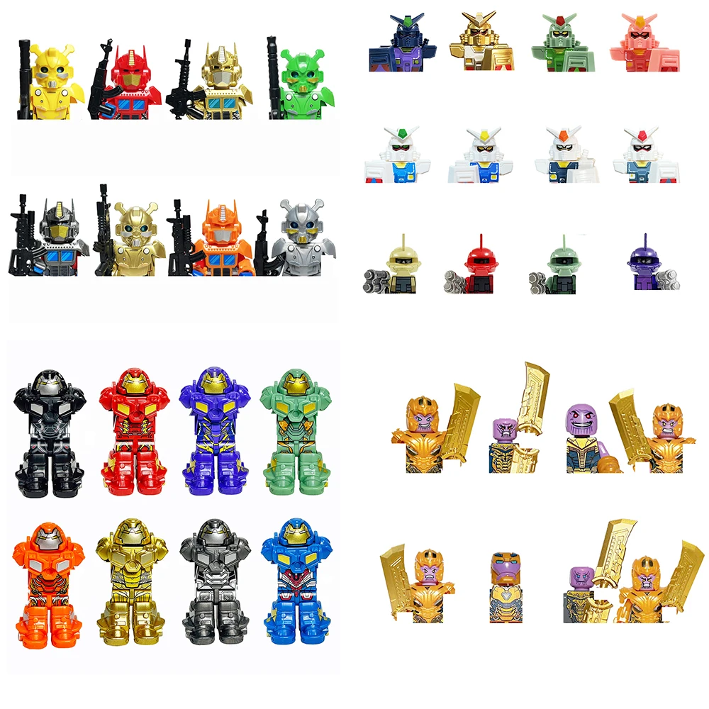 8/12PCS Set Gundam Cartoon Anime Figures  Building Blocks Mini Action Figures Bricks Movies Character Assembly Educational Toys