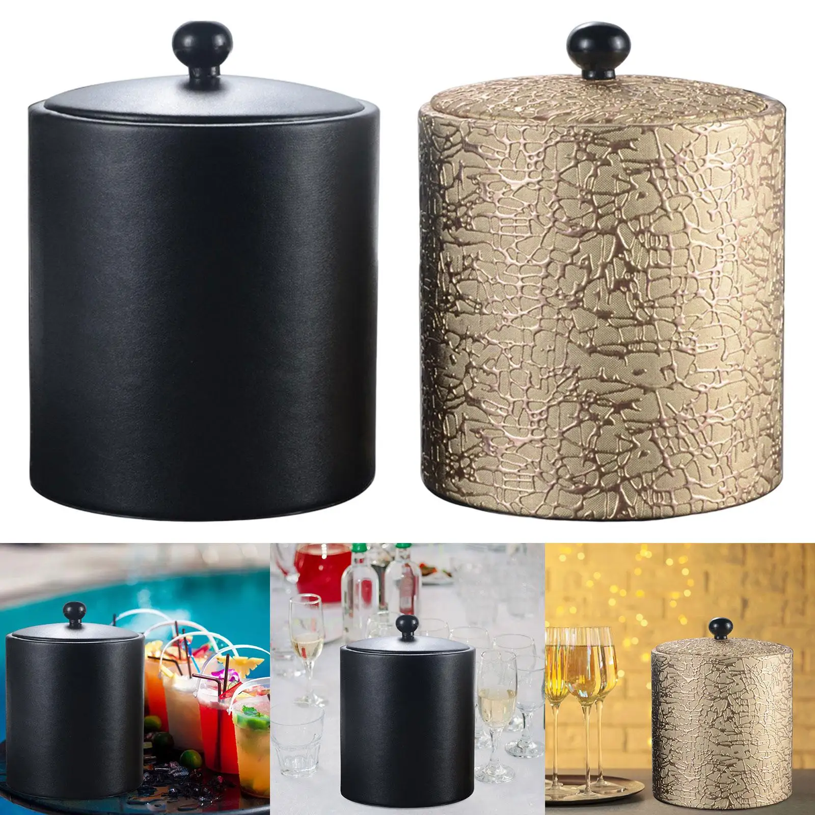 Ice Bucket with Lid with Insulation Double Walled Thickened Comfortable Stainless Steel Keeps Ice Cold for Home Bar Champagne