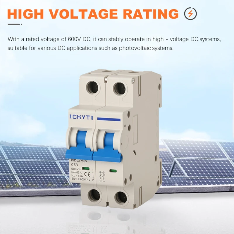 XIONGISOLAR 2P 600V/1000V 16A 25A 32A 40A 50A63A PV Interruttori automatici in miniatura Su guida Din DC Mini interruttore MCB per solare - immagine 3