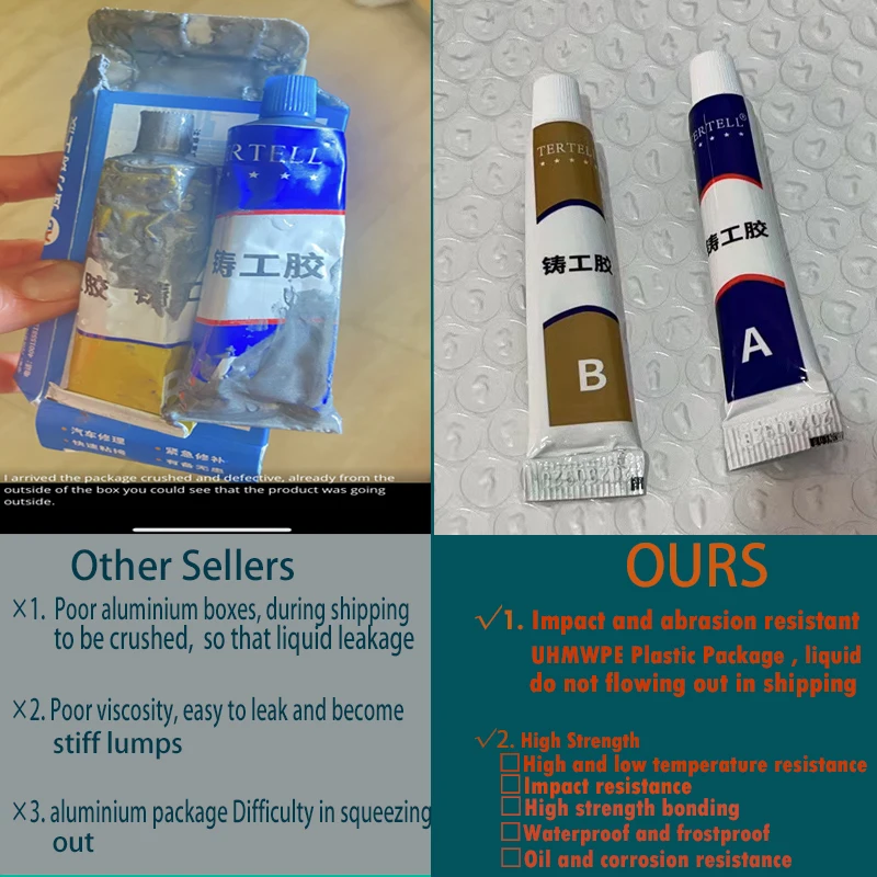 Repair Glue High Temperature Metal Cast Iron High Strength Heat Resistance Cold Weld Industrial
