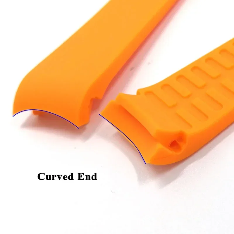 Silicone Strap with Curved Ends for Sport Watches - Replacement Wrist Band Accessory
