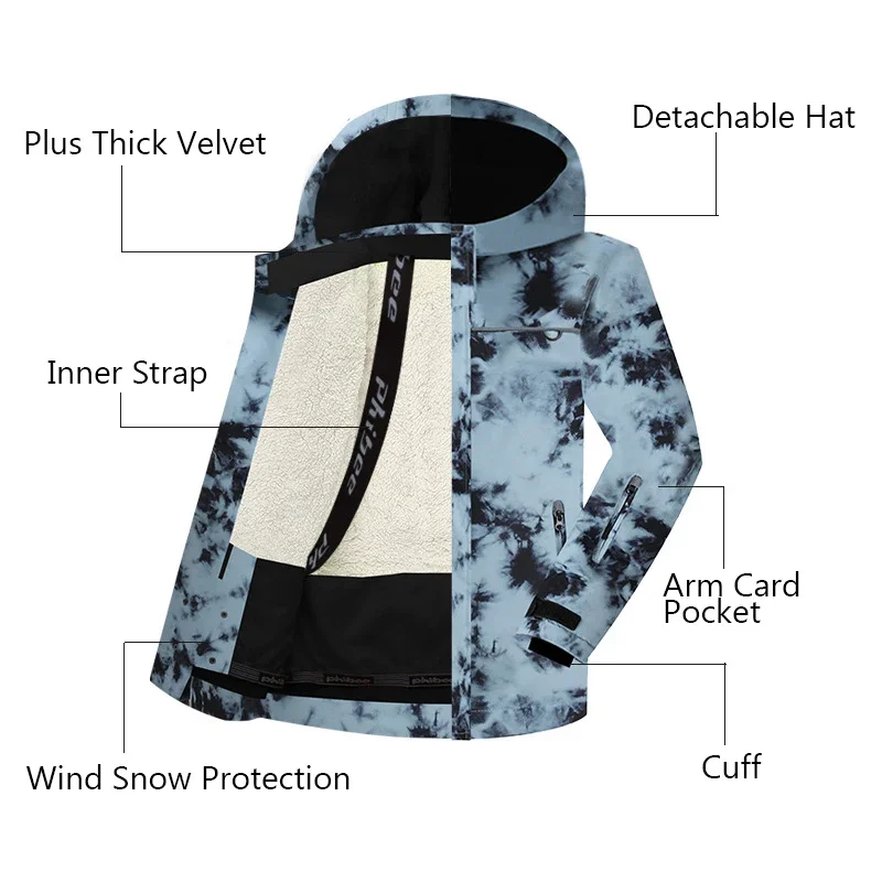 Winter Ski Jackets Children Waterproof Thickening Snowboarding Jackets Boys Thermal Coldproof Windproof Skiing Clothes Coats