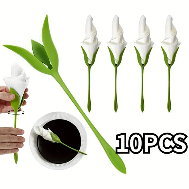 1/4/10PCS 우아한 꽃무늬 냅킨 홀더-결혼식, 파티, 일상 테이블 센터피스 장-세련된 냅킨 홀더