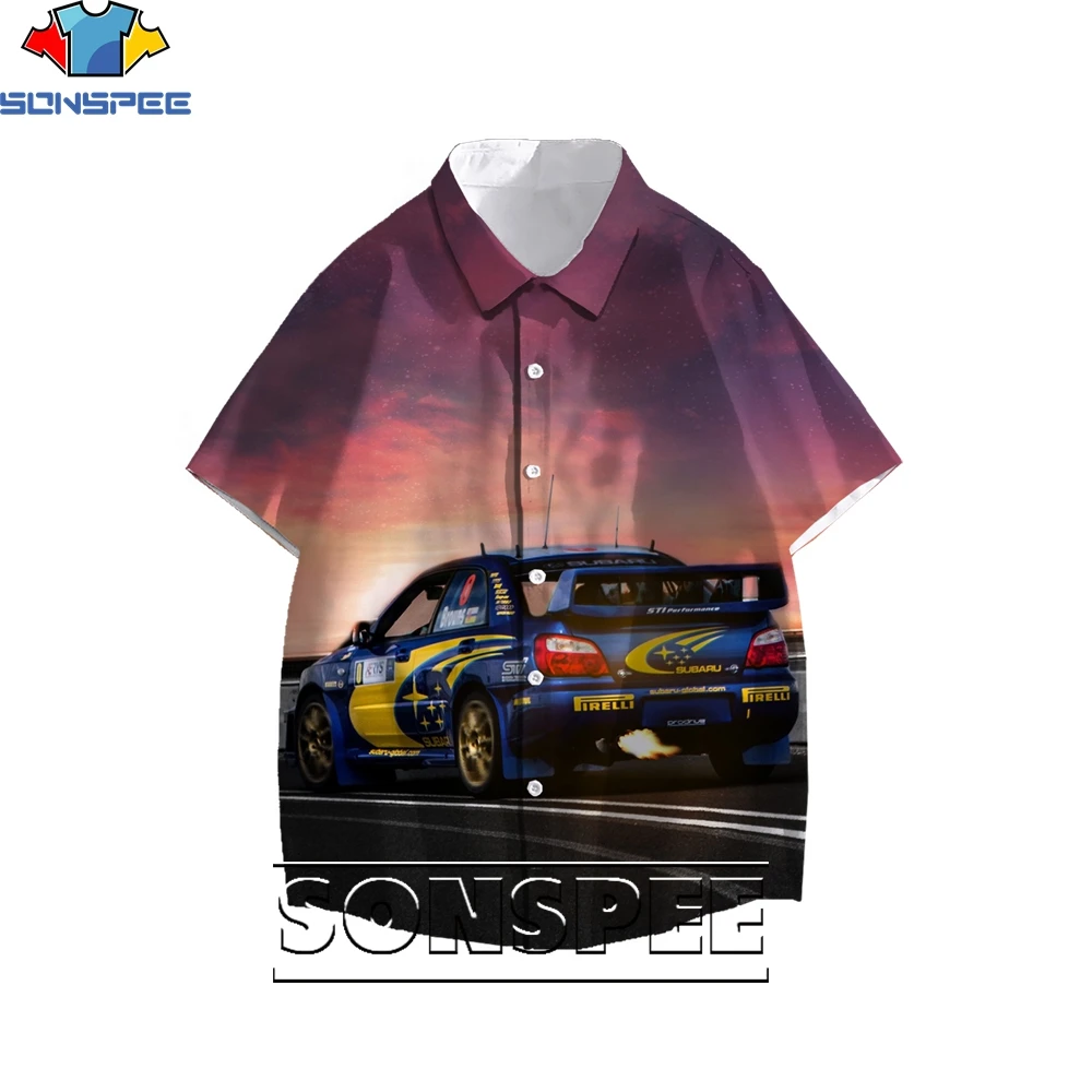 SONSPEE 3D Printing Sports Car Theme Men's Hawaiian Shirts Ladies Fun Blouse Loose Casual Punk Trend Personality Harajuku Style