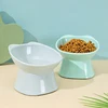 New cat bowl anti-tip feeding and drinking bowl Nordic style square mouth double-ear high-leg cat bowl pet supplies 4