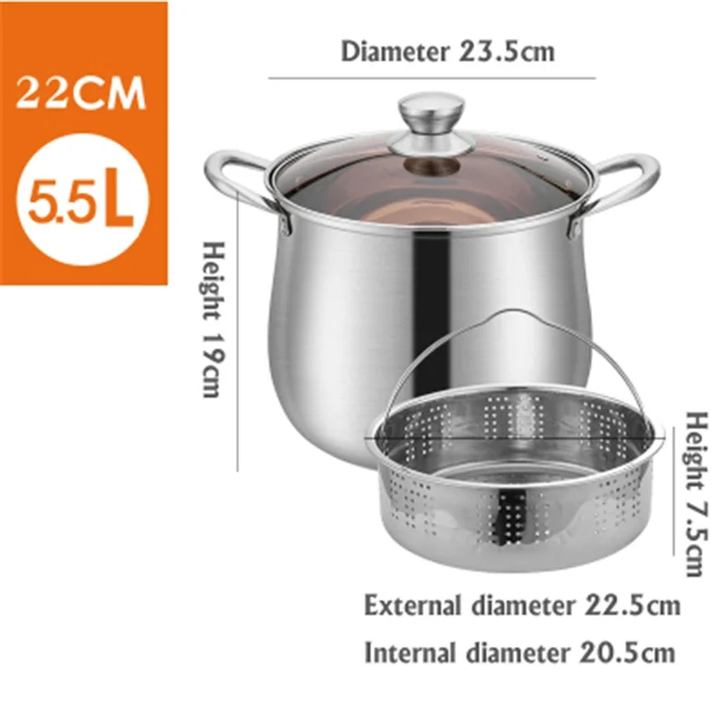 Olla grande de acero inoxidable 304 para sopa, olla gruesa de uso General  de gas en cocina de inducción para gachas, nuevo diseño