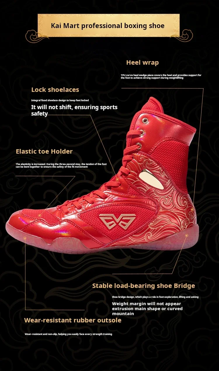 Description Picture 4 of itemNew Wrestling Shoes Men Women Boxing Sneakers Light Gym Footwears Comfortable Wrestling Sneakers Wrestling Boxing Shoes Men