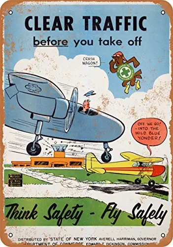 

Metal Sign - 1960 Think Safety Fly Safely - Vintage Look Wall Decor for Cafe Bar Pub Home Beer Decoration Crafts