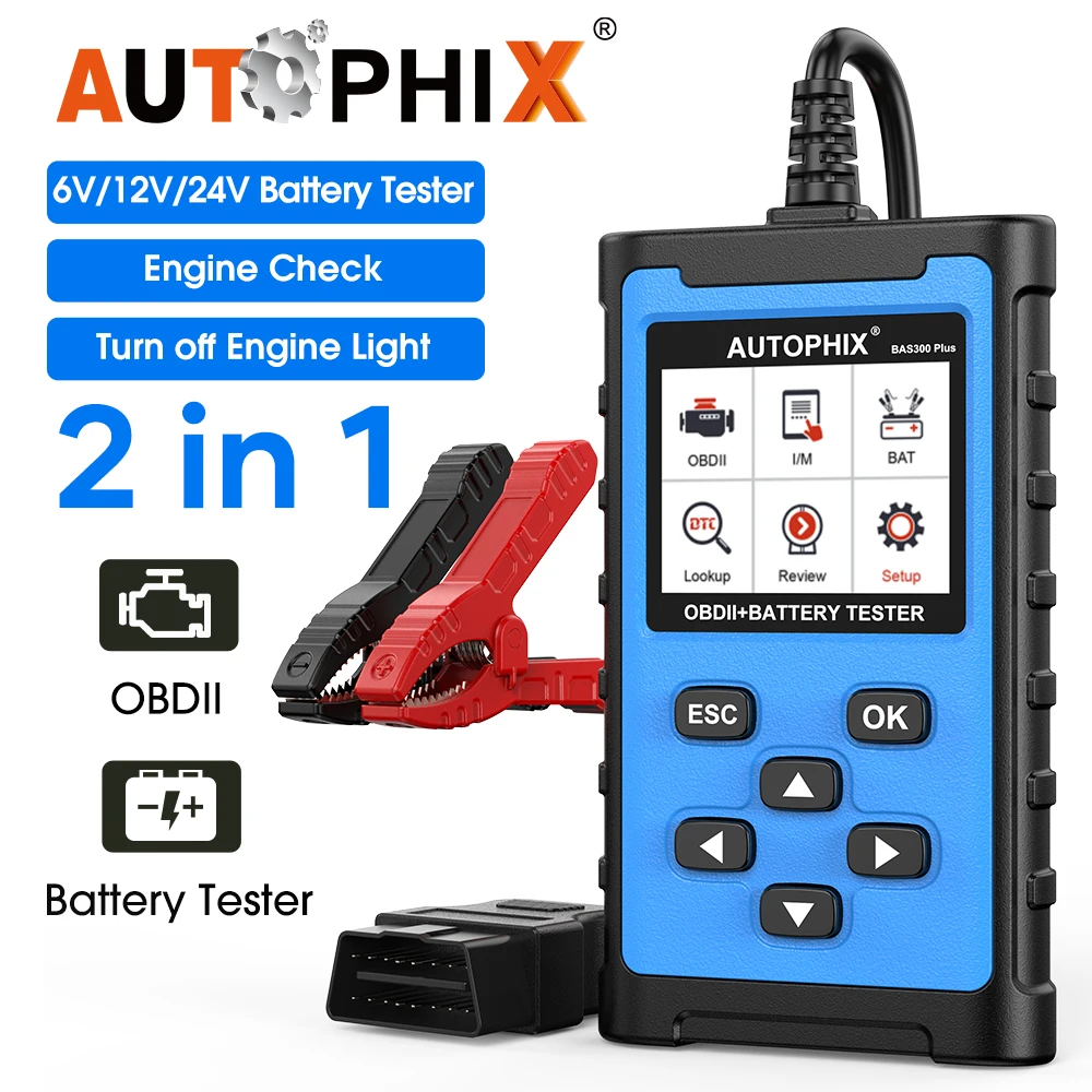 

Autophix BAS300 Plus OBD2 Automotive Scanner Code Reader OBD 2 Car Diagnostic Tools Engine Check 6/12/24V Battery Tester 2-in-1