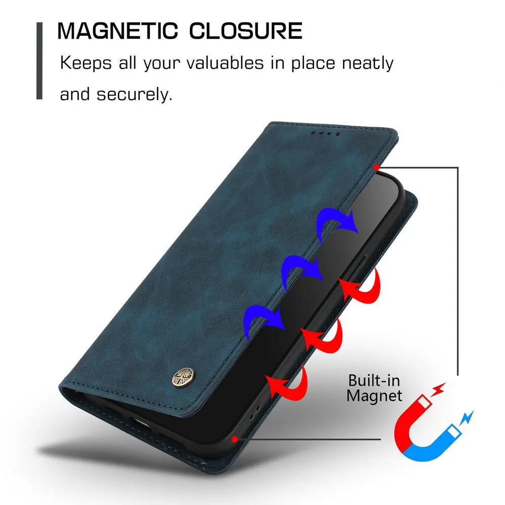 Luxury Magnetic Leather Wallet Case - Premium Cover