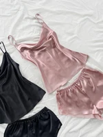 Summer Women's Sexy Solid Satin Pajama Set Top and Shorts soft and comfortable Four piece set - Image 5