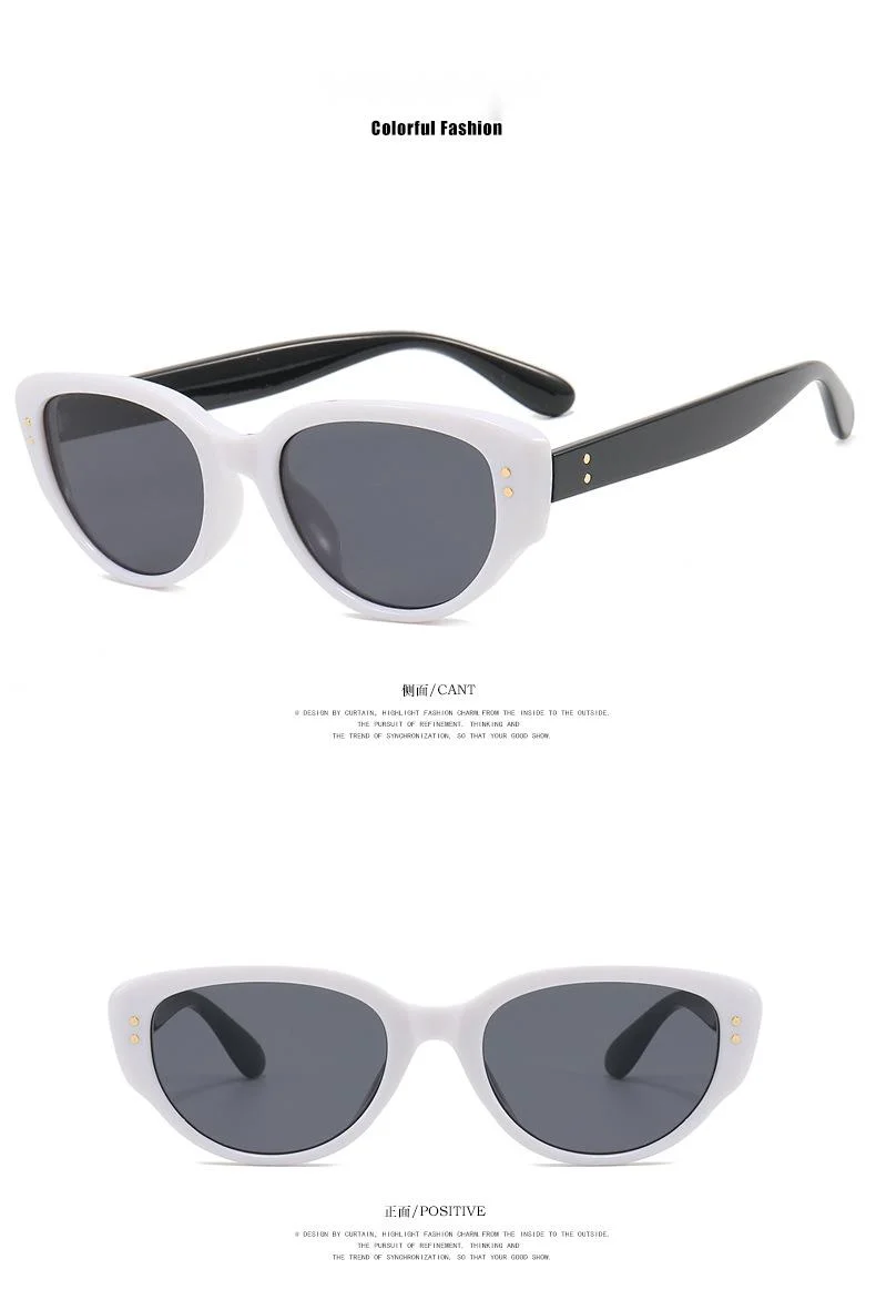 Women’s Cat Eye Sunglasses Black And White Retro Style Uv Protection_voghion.com