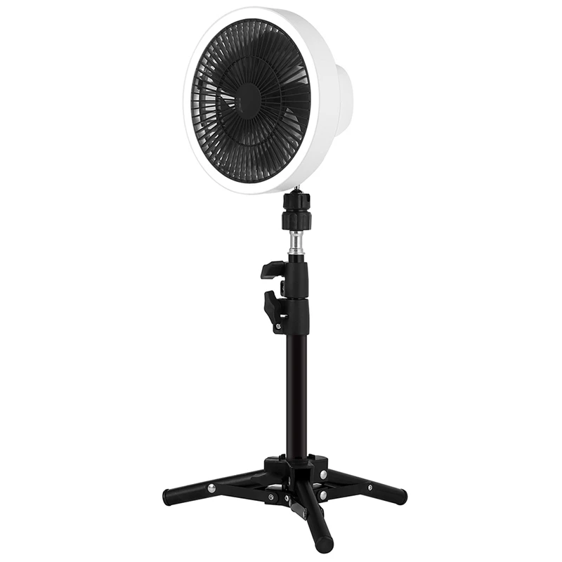 

Rechargeable Vertical Tripod Fan Hiking Shaking Head Vertical Fan White & Black ABS+Iron