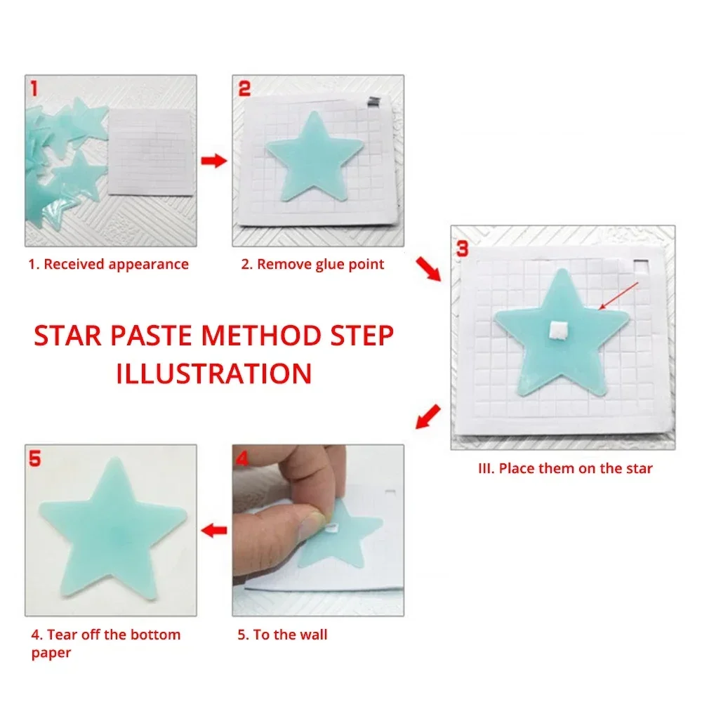 Wall stickers 50X Glowing 3D Stars Glow in Dark on Wall Stickers Kids Baby Room Bedrooms Ceilings Home Decor Fluorescent Pentagram Wall Paper