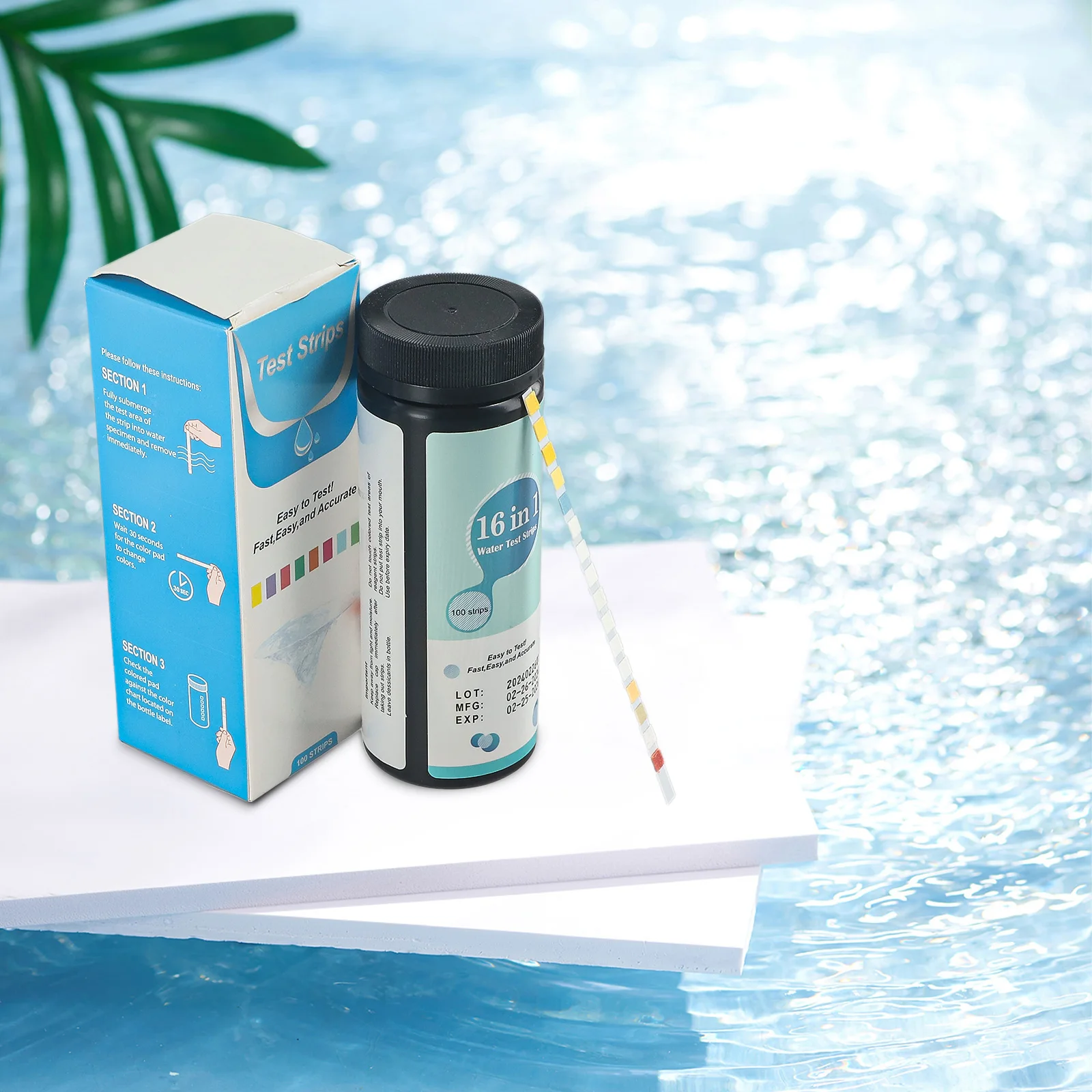 Water Quality Test Kit 16 In 1-Drinking Water Test Kit Strips / Home Water Quality Test Swimming Pool Spa / Water Strips Nitrate Nitrite PH Hardness
