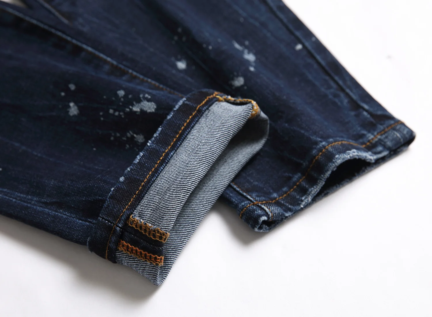 2024 Autumn New Trendy Brand Printed Fashion Men's Jeans Trendy Slim Fit Small Feet Mid Waist Pants for Men