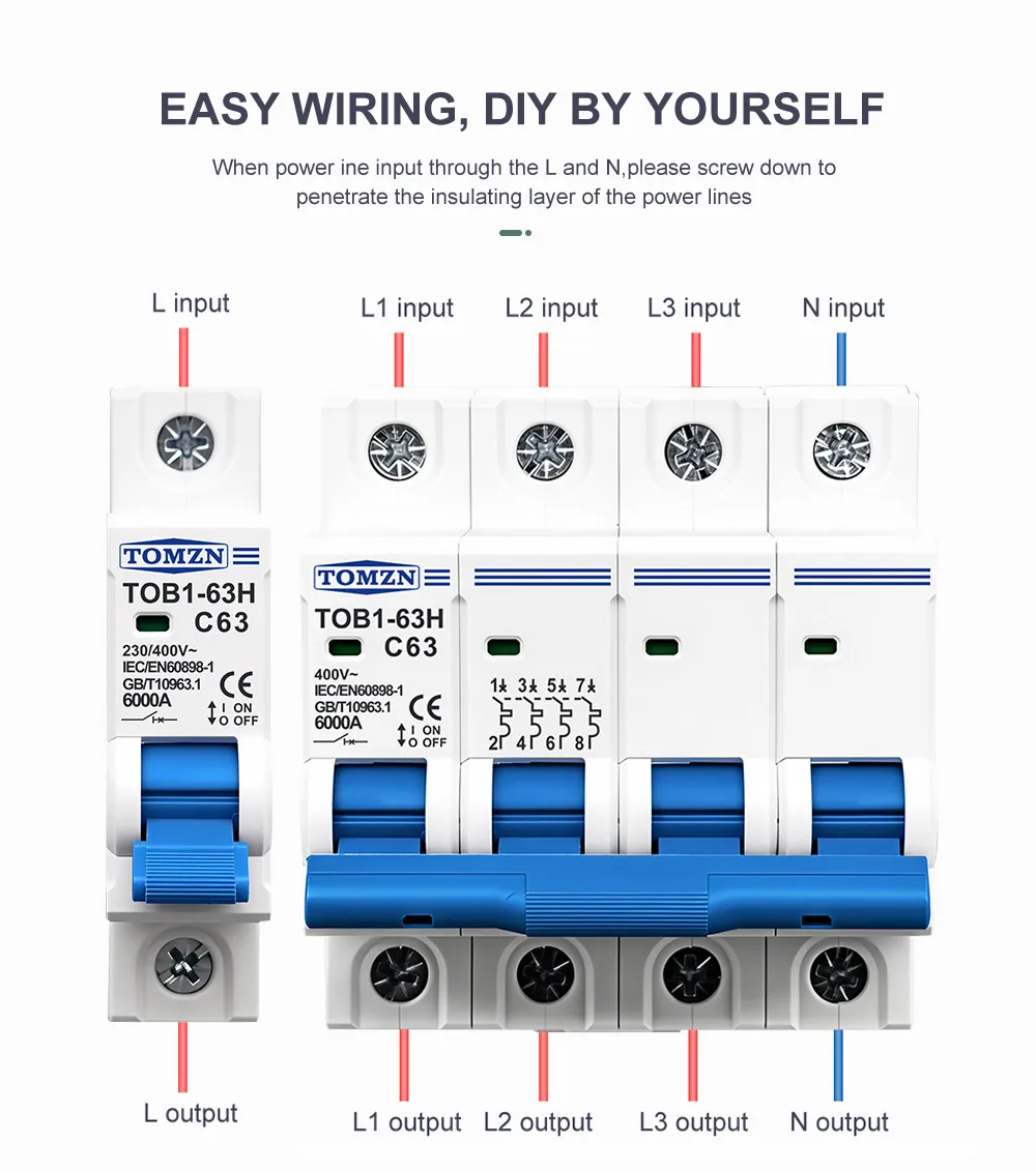 Four pole mini circuit breaker