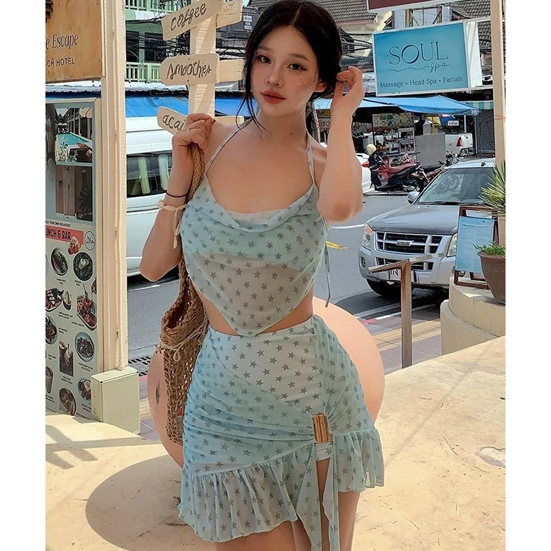 Women's Mint Mambo Bikini Set Luxury Skirted Two-Piece Swim Dress with Push-Up Top Slimming Hot Spring Resort Swimwear 5