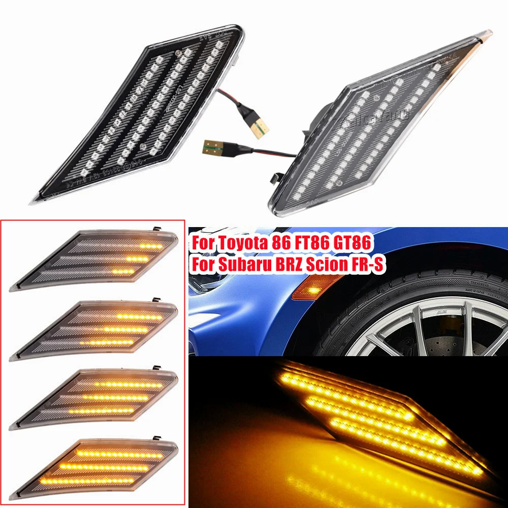 Dynamic richtingaanwijzer Voor Toyota 86 FT86 GT86 Voor Scion Voor FR-S Voor Subaru Voor BRZ Auto LED Dynamische Richtingaanwijzer Side Marker Spatbord Lamp Accessoires (Kleur : Black Lens