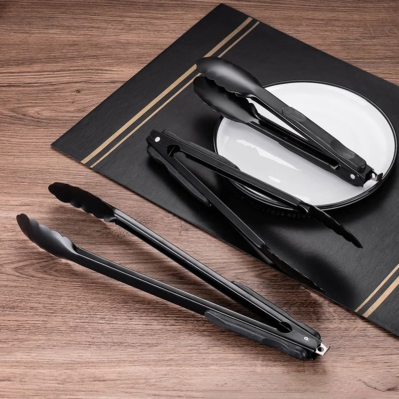 

1PCS stainless steel food clip baking barbecue tools food clip barbecue plum bread steak black clip