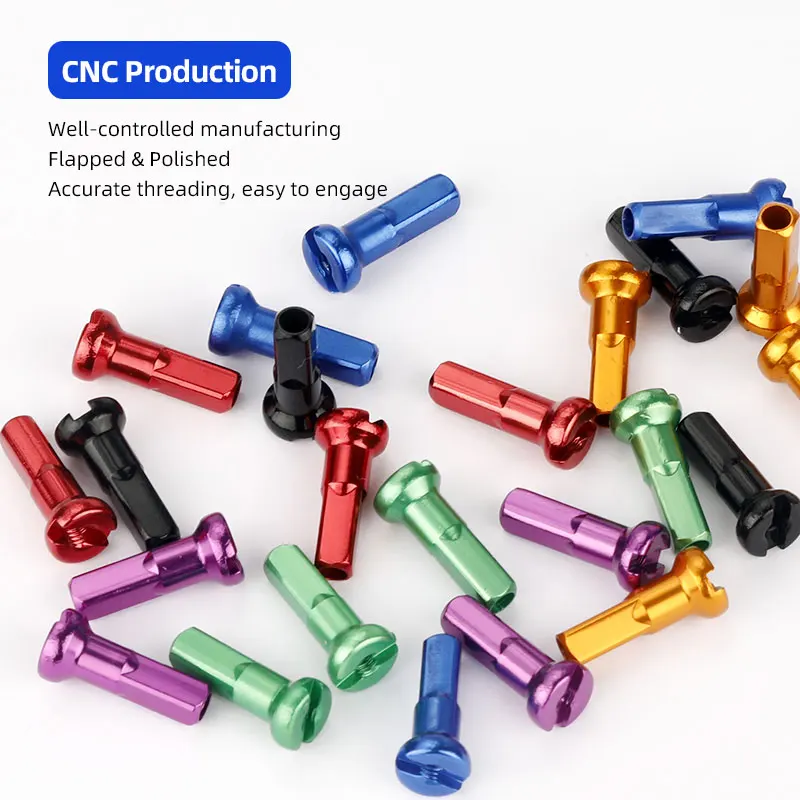 Bike Spokes Nipples Aluminum Spoke Caps 14G 14mm CNC-machined Anodized Alloy Nipples MTB Road Bike Wheel Rim Brass Nuts
