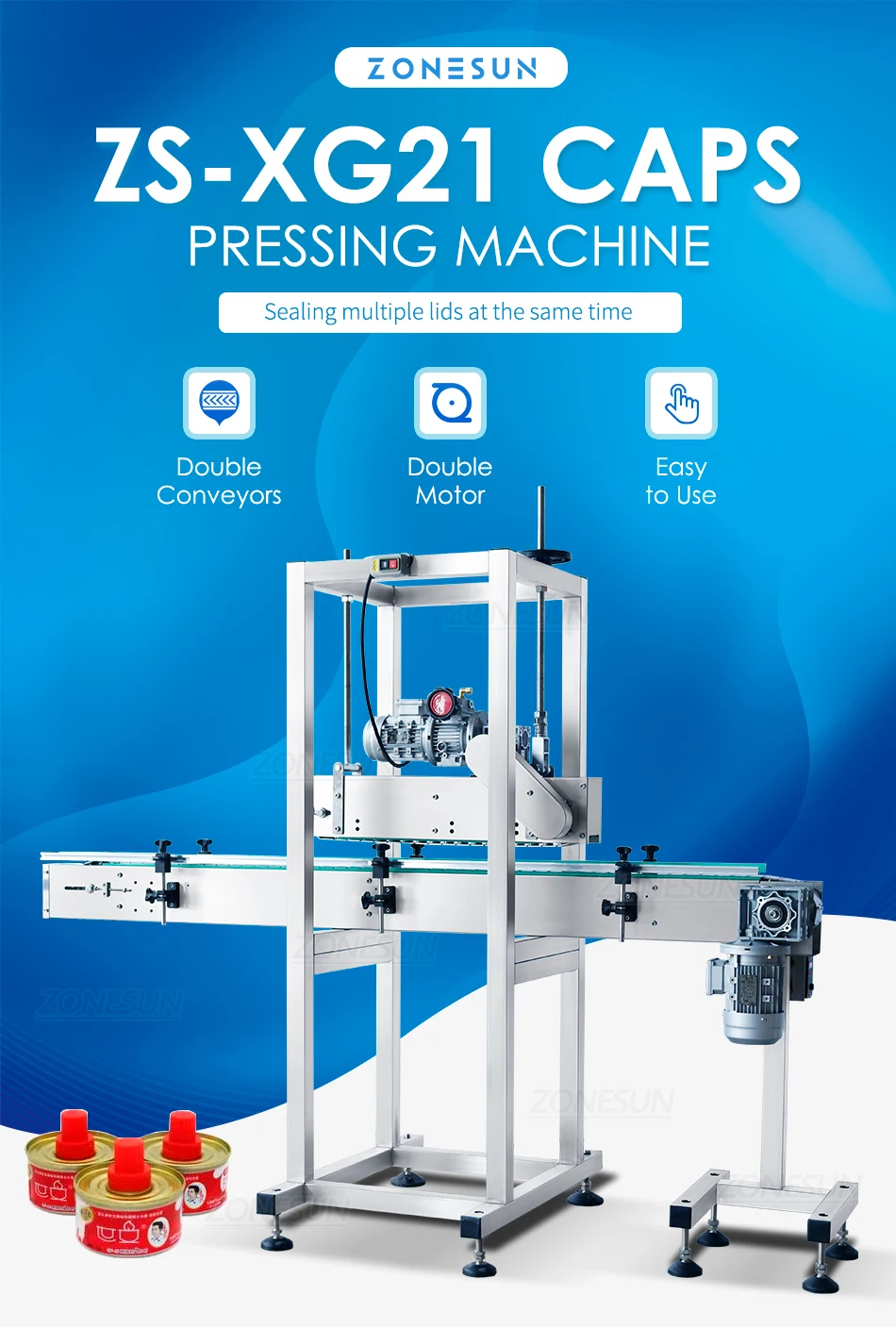 ZONESUN ZS-XG21 Máquina automática de prensagem de tampas 