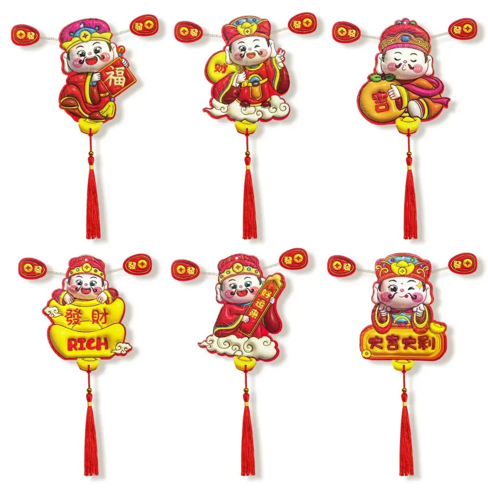 Cute Chinese God of Wealth Fridge Magnets Festive Cartoon God of Wealth Refrigerator Magnet Traditional Spring Ears