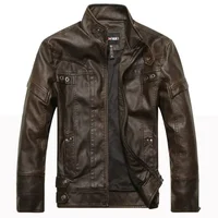 Coat Male vintage Casual Motor Biker Faux Leather Jacket Men Motorcycle Slim Fleece Jackets Autumn Winter Fashion Leather Jacket 1