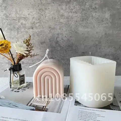 

DIY Rainbow Arch Candles Mould Gypsum Crafts Home Plaster Scented Candle Soap Molds Aromatherapy Silicone Mold New 3D