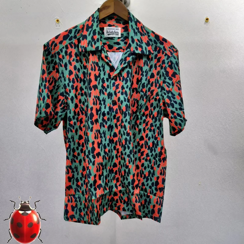 Leopard Print Y2k High Quality Men Women Streetwear Casual Short Shirt Japanese