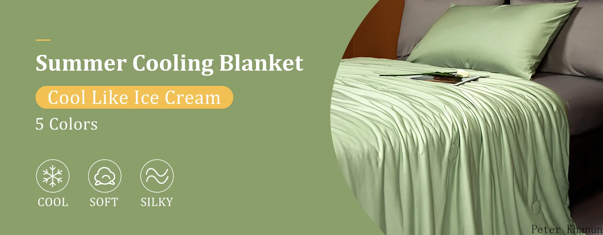 Peter Khanun Cooling Blankets Smooth Air Condition Comforter Lightweight Summer Quilt with Double Side Cold & Cooling Fabric