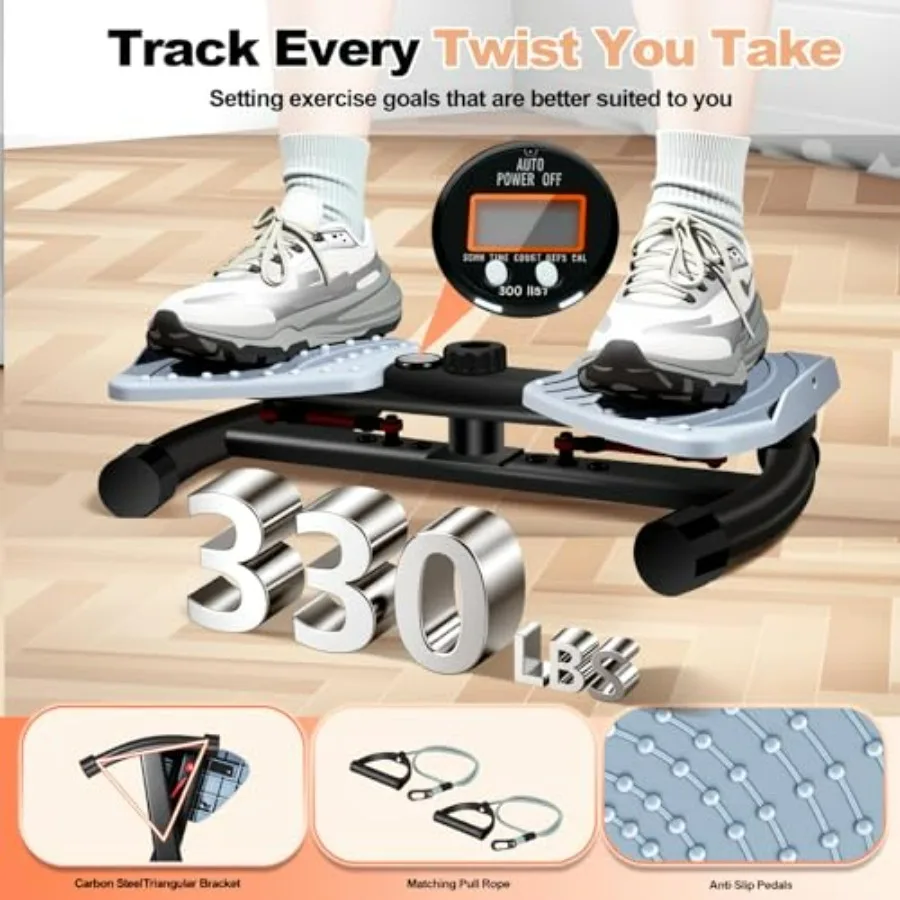 Waist Twisting Machine with LED Digital Monitor & Bonus Yoga Mat – Ultra-Quiet 20 dB Ab Twister Board, Non-Slip, Heavy-Duty 330