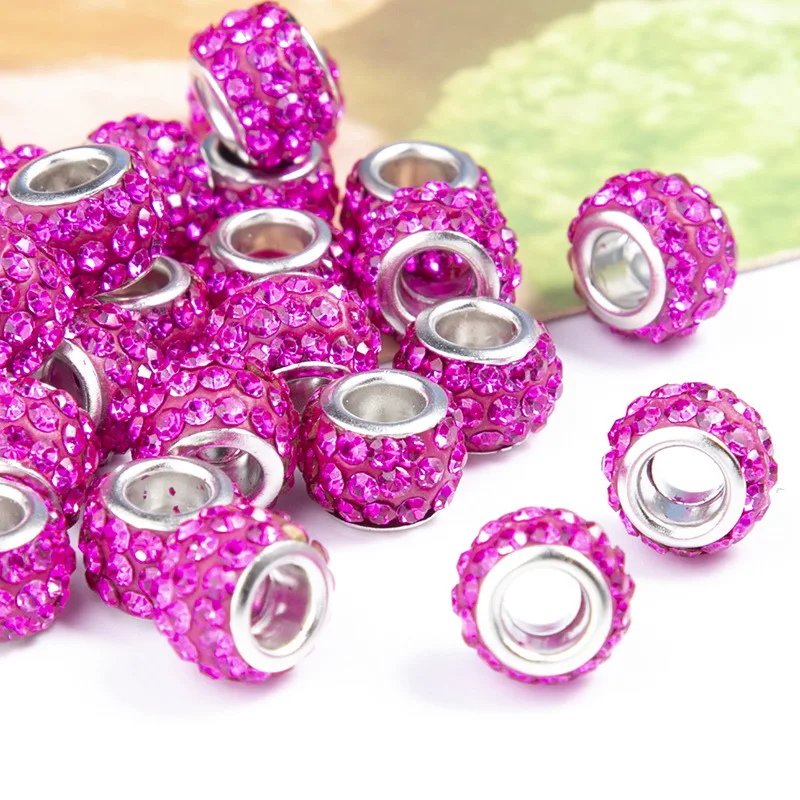 Crystal Beads 20PCS Big Hole Round Rhinestone Glass Beads for DIY Jewelry