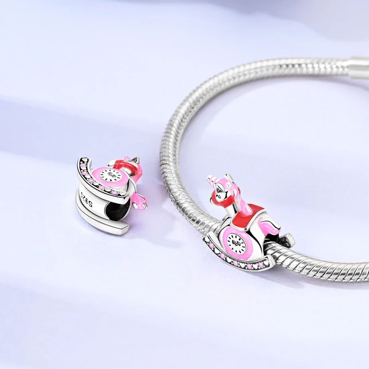 매달려 매력 핑크 하트 꽃 트로이 카메라 플라밍고 비즈 목걸이 DIY 팔찌 선물 보석 선물