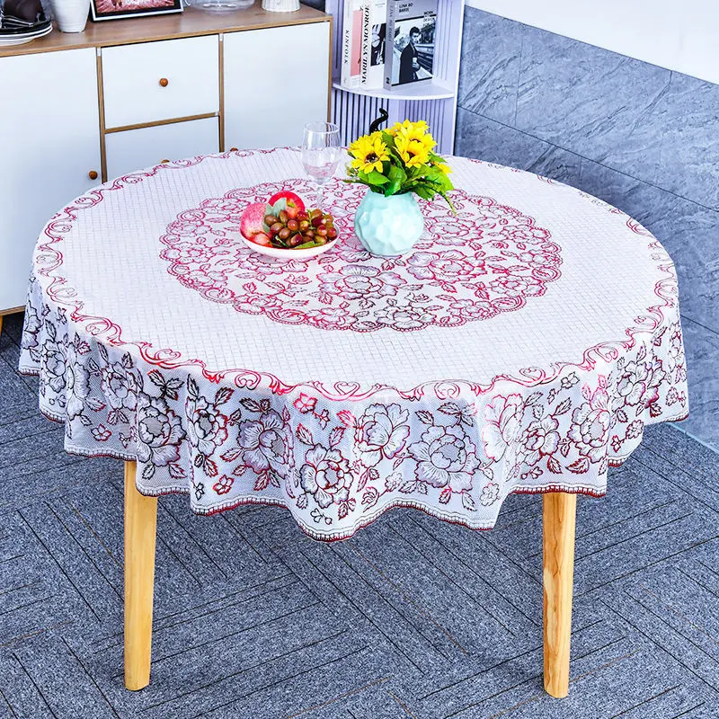 

C64 household anti-scalding thickened round tablecloth waterproof cloth plastic European oil-proof thickened round dining ta