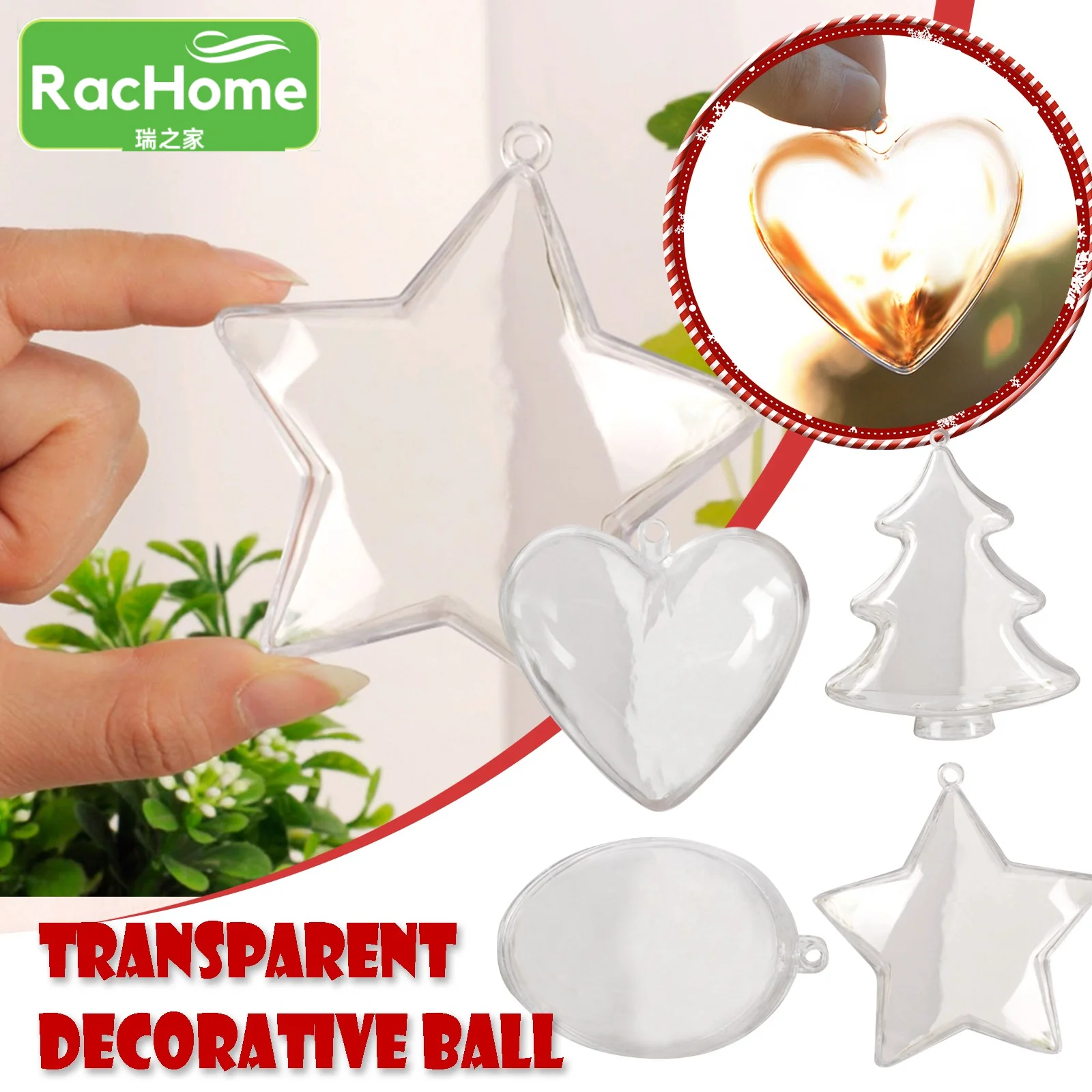 

Love Heart Clear Fillable Plastic Ball Home Decoration Wedding Party Garden Diy Decor Big Christmas Tree Hanging Ornament Ball